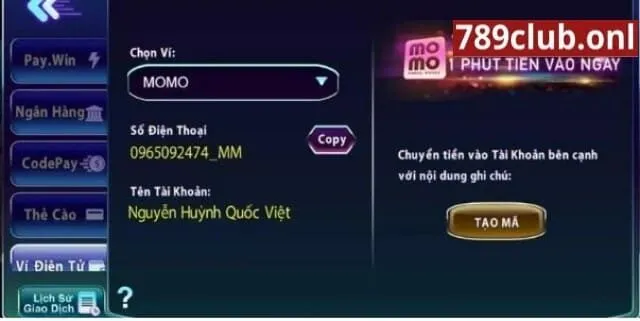 Thông thường, bạn có thể rút tiền tại 789Club về tài khoản ngân hàng